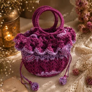 Crochet Potli Bag | Floral Cotton Drawstring Purse | Boho Wedding Bag