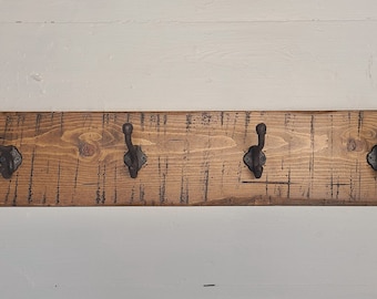 Wall Coat Rack, Antique Cast Hooks, With Shelf, and With NO Shelf, Rustic, Farmhouse Style