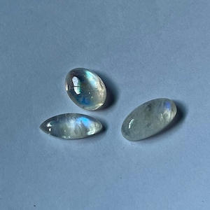 Natural Rainbow Moonstone hand crafted hand polished Oval and Marquise shapeCabochon good Quality Calibrated Loose Gemstones 3 piece Lot