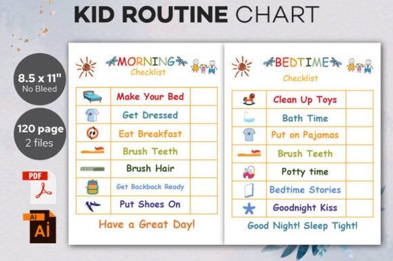 Kids Printable Routine Chart Etsy Kids Printable Routine Chart Etsy