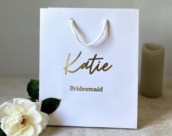 Personalised Bridesmaid Gift Bag - Luxury Personalised Gift Bag for Weddings - Gold Foil - Bridesmaids, Maid of Honour, Flower Girls & more