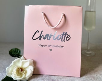 Personalised Birthday Gift Bag | Custom Luxury Foil-Printed Gift Bag | Rapid Delivery | Birthday and Event Favours | 21st Birthday Gift Idea