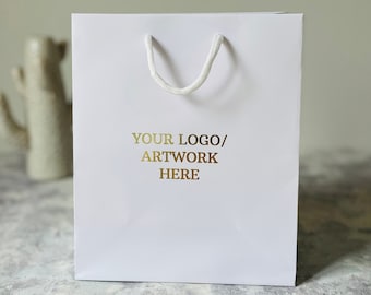 Personalised Logo Gift Bags - Customised Gift Bags with Gold/Silver Foil - Business & Corporate Gift Bag for Promotions, Events, and Clients