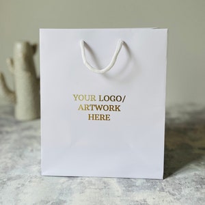 Personalised Logo Gift Bags - Customised Gift Bags with Gold/Silver Foil - Business & Corporate Gift Bag for Promotions, Events, and Clients