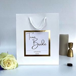 Personalised Luxury Gift Bag With Team Bride Personalised Sticker, Hen Party Gift Bag, Hen Do Personalised Bag, DIY Personalised Gift Bag