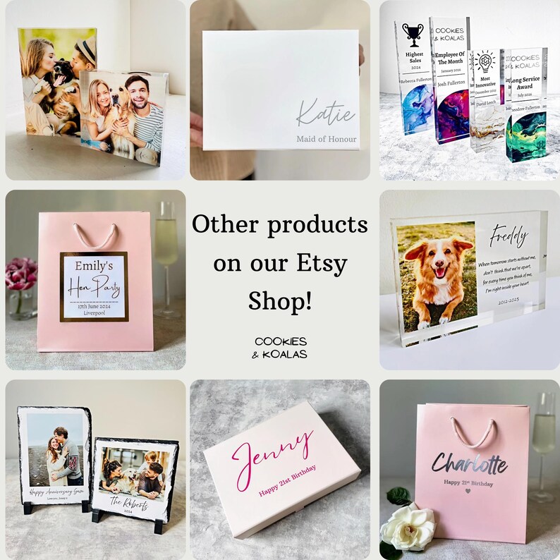 Personalised Acrylic Photo Block Anniversary Wedding Keepsake – custom photo gift for birthdays, Valentine’s Day, Mother’s Day, Father’s Day & Christmas. Choose 20 cm × 6 cm or 15 cm × 5 cm clear acrylic, UV-printed with your favourite family photo and personalised two-line message. Perfect desk or shelf décor keepsake, crafted to last and ready to gift for every special occasion