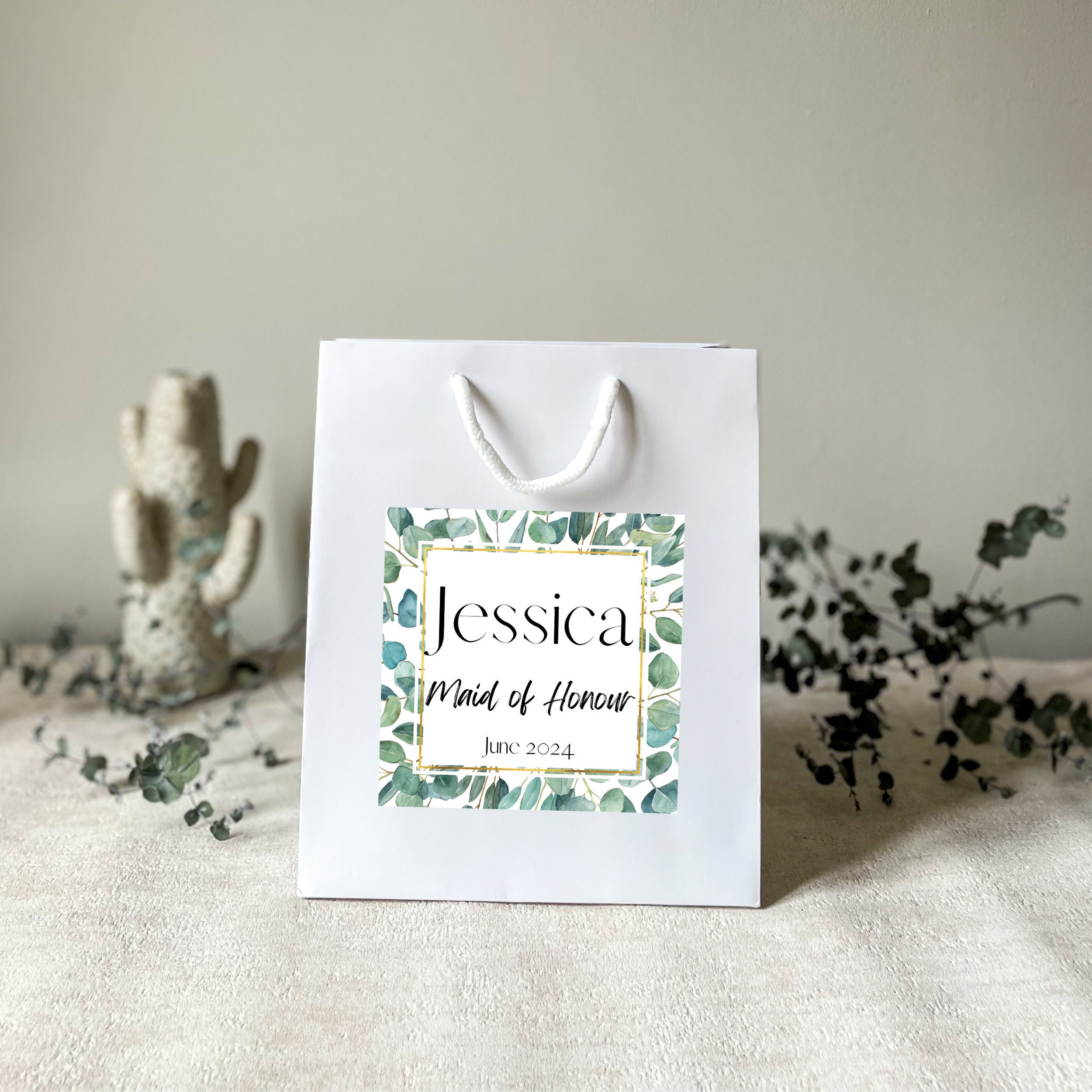 Custom Eucalyptus Hen Do Gift Bag With Personalised Sticker Etsy UK