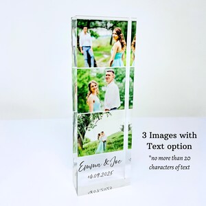 Personalised Acrylic Photo Block Anniversary Wedding Keepsake – custom photo gift for birthdays, Valentine’s Day, Mother’s Day, Father’s Day & Christmas. Choose 20 cm × 6 cm or 15 cm × 5 cm clear acrylic, UV-printed with your favourite family photo and personalised two-line message. Perfect desk or shelf décor keepsake, crafted to last and ready to gift for every special occasion