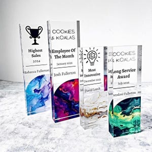Corporate Trophy Personalised, Acrylic Employee Recognition Award with Logo