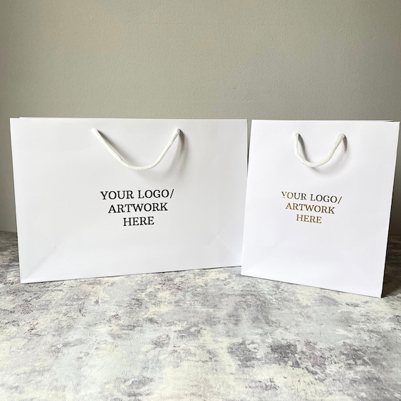 Personalised white paper bags outlet