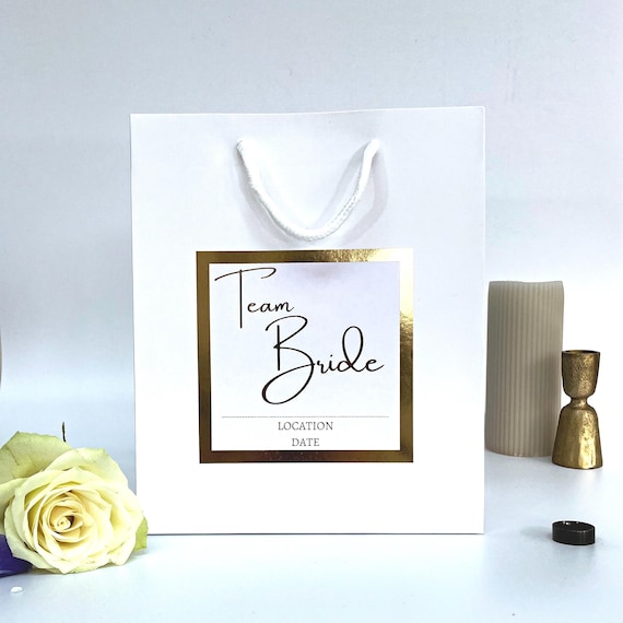 Personalised Hen Party Gift Bag: Team Bride Gold Foil Sticker