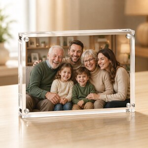 Magnetic Acrylic Photo Frame, Double Sided Freestanding Clear Picture Frame Gift