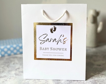 Bolsa de regalo personalizada para baby shower con pegatina personalizada - Ideal para niños/niñas - Excelentes recuerdos/decoraciones para fiestas - Regalo ideal para futuros padres