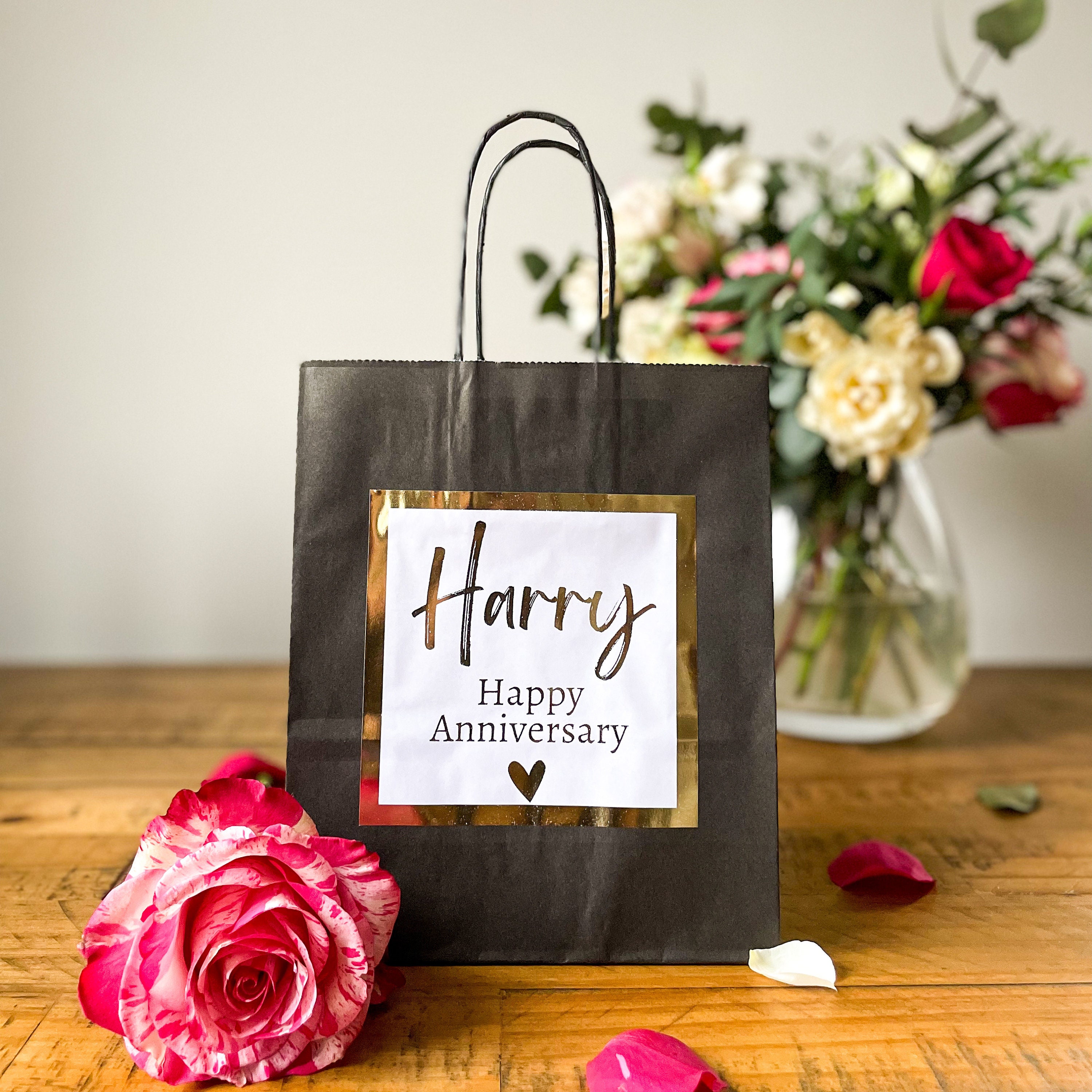 16.5" Extra Large Anniversary Gift Bag Set - Blue, With Card, Tissue & Stickers For Husband - View #6