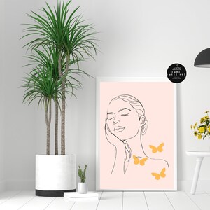 Line Drawing, Female Prints,  Female Face Prints, Bedroom Decor, Room Decor, Printable Wall Art, Woman Art
