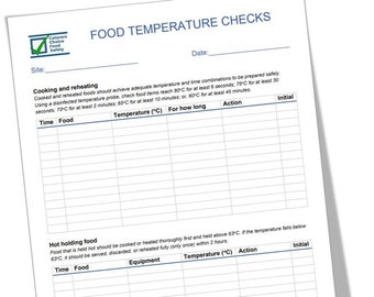 Kontrola temperatury żywności, formularz HACCP, restauracja, kawiarnia, bezpieczeństwo żywności, higiena żywności.