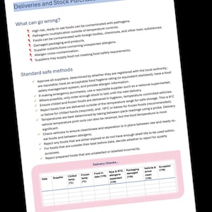 Lieferungen und Lagerkauf - HACCP-Generator Personalschulungskarte für Gastgewerbebetriebe. PDF-Download.