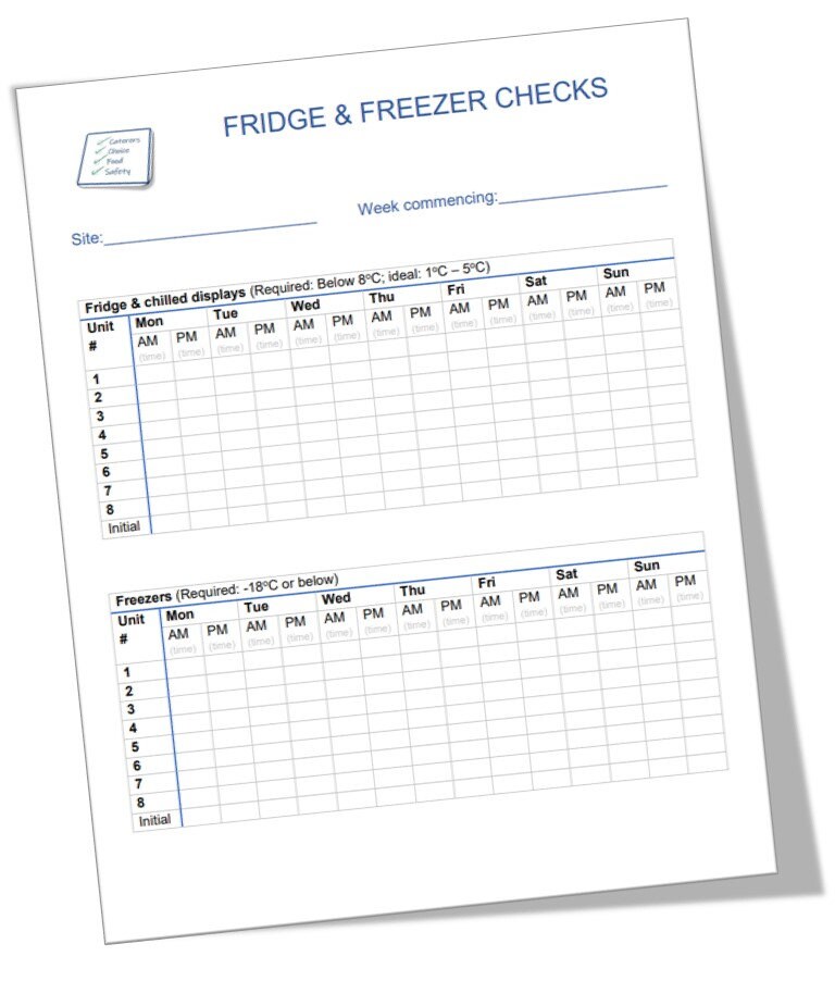Fridge and Freezer Temperature Log Etsy
