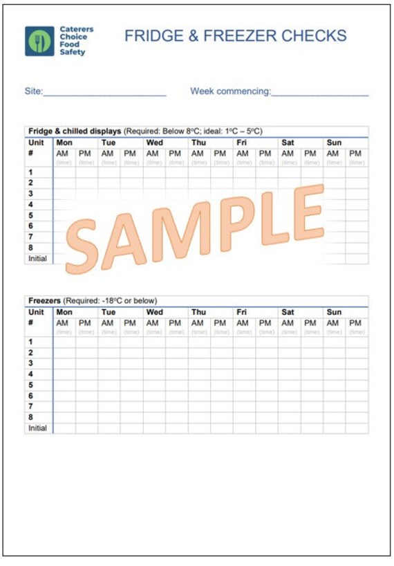 Fridge and Freezer Temperature Log Etsy