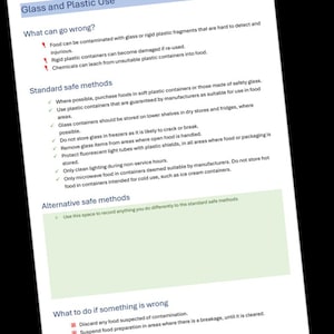 Glas- und Kunststoffnutzung - HACCP-Generator Personalschulungskarte für Gastgewerbebetriebe. PDF-Download.