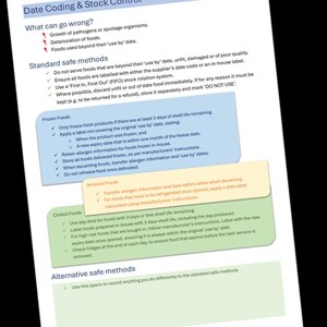 Date Coding & Stock Control - HACCP-Generator Personalschulungskarte für Gastgewerbebetriebe. PDF-Download.