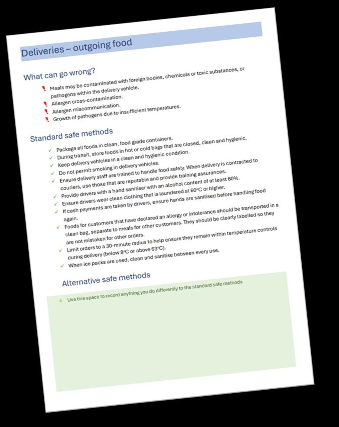 Sample Outgoing Card Deliveries (outgoing) - HACCP Builder Staff Training Card for ...