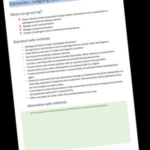 Lieferungen (ausgehend) - HACCP-Generator Personalschulungskarte für Gastgewerbebetriebe. PDF-Download.