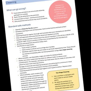 Reinigung - HACCP-Generator Staff Training Card für Gastgewerbebetriebe. PDF-Download.