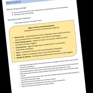 Schädlingskontrolle - HACCP-Generator Personalschulungskarte für Gastgewerbebetriebe. PDF-Download.