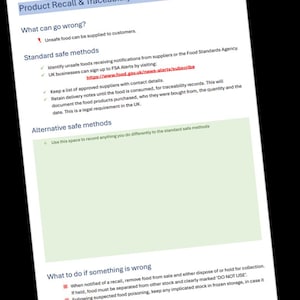Produktrückruf und Rückverfolgbarkeit - HACCP-Generator Personalschulungskarte für Gastgewerbebetriebe. PDF-Download.