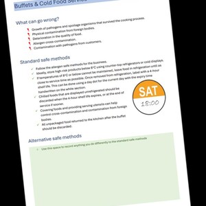 Buffets und kalte Speisen - HACCP-Generator Personalschulungskarte für Gastgewerbebetriebe. PDF-Download.