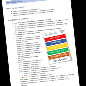 Speisen zubereiten - HACCP-Generator Staff Training Card für Gastgewerbebetriebe. PDF-Download.