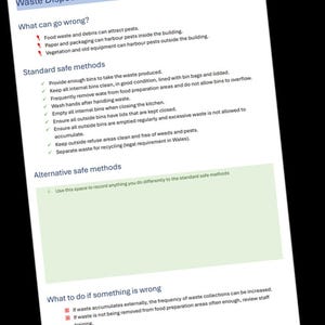 Abfallentsorgung - HACCP-Generator Personalschulungskarte für Gastgewerbebetriebe. PDF-Download.