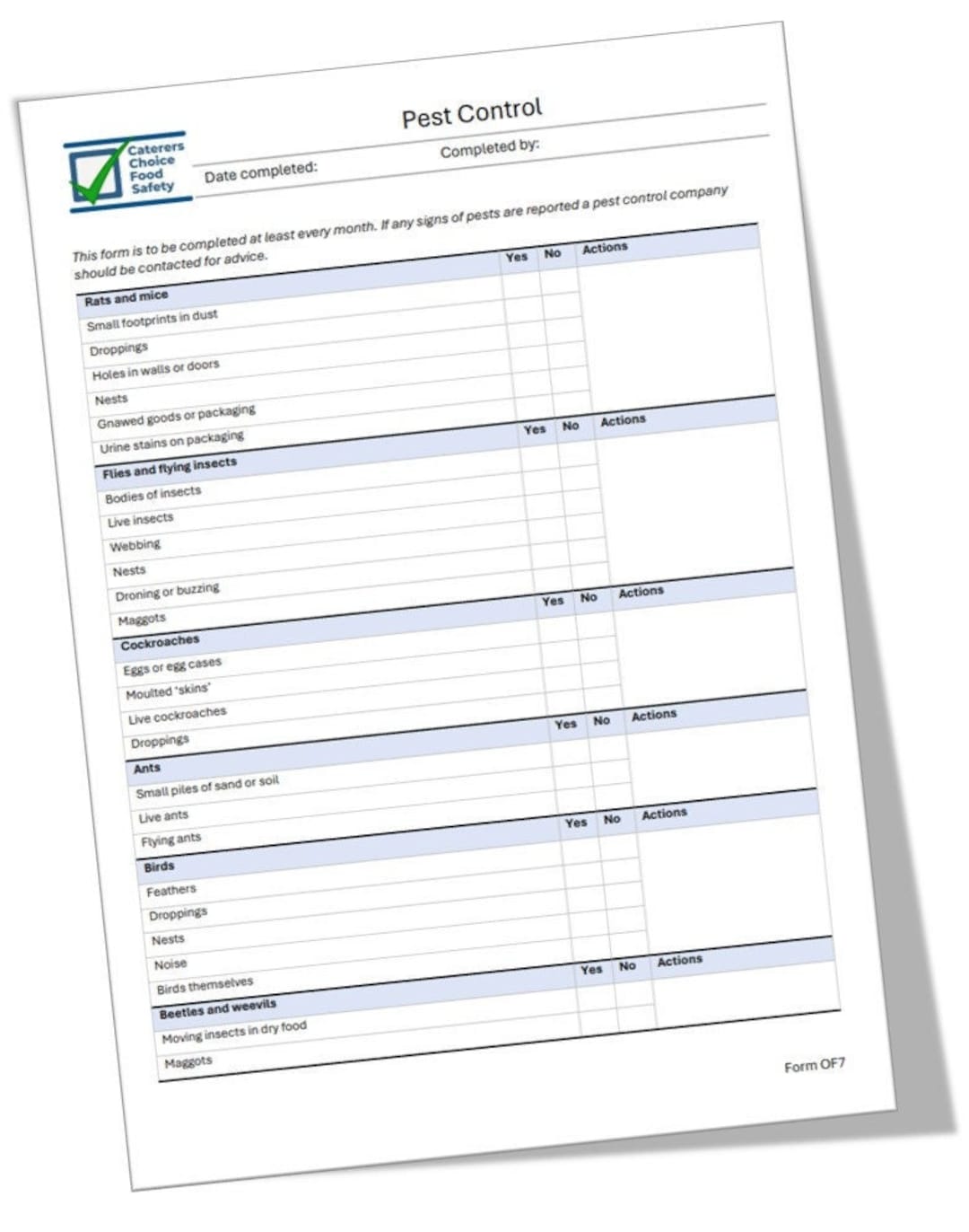 Pest Control Checklist - Etsy