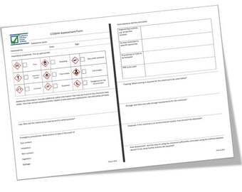 COSHH Assessment Form, HACCP form, restaurant, cafe, food safety, food hygiene.