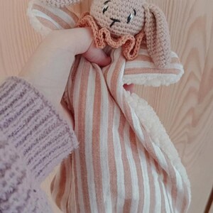 Personalized comforter with first name - Crochet comforter - Rabbit comforter Swaddle Handmade crochet comforter Birth gift idea - Handmade baby shower gift