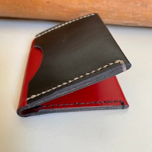 Portafoglio in vera pelle, portafoglio fatto a mano con pelle tricolore, portafoglio in pelle pratico e originale, per carte e banconote, regalo per lui