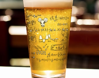 Quantum Physics pint glass, science gift, housewarming gift, teacher gift