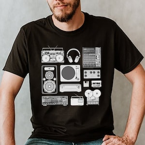 Camiseta Retro Music Gear - Old School Audiophile, camiseta de ingeniero de sonido, regalo de música, camiseta de dj, regalo para músico/amante de la música/ingeniero de sonido