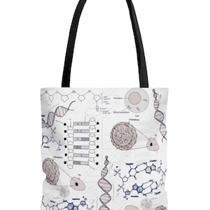 Biology tote bag, DNA, Genetics, biology major gift, premium quality science tote, graduation gift, gift for biologist, geneticist