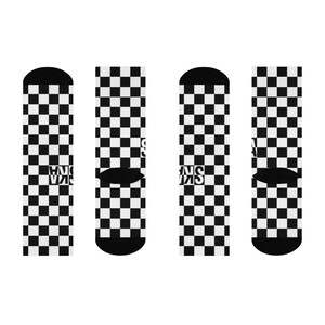 Ska Socks - Unisex, checkerboard pattern socks, music gift, ska gift, black and white socks, mod socks, music socks, rude boy rude girl gift image 4