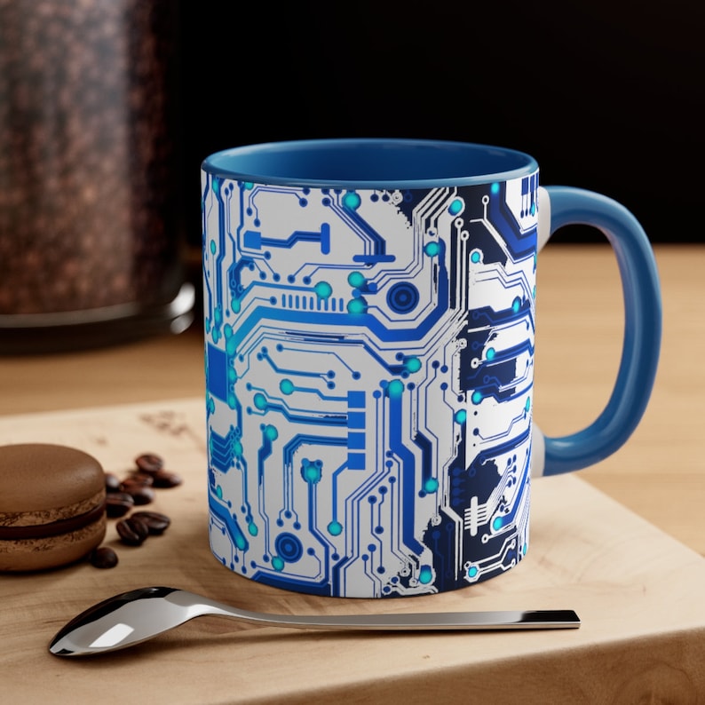 Blue Circuit Board Mug, Computer Engineer Gift image 1