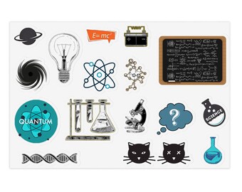 Science Stickers, Water-Resistant Vinyl Decals (Set of 16)
