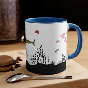 The Life Aquatic Mug, Wes Anderson gift, Steve Zissou, ocean theme coffee mug, oceanographer gift, Team Zissou, submarine, shark mug