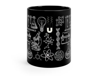 Wissenschaft Becher, schwarze keramische Kaffeetasse, Lehrer Geschenk