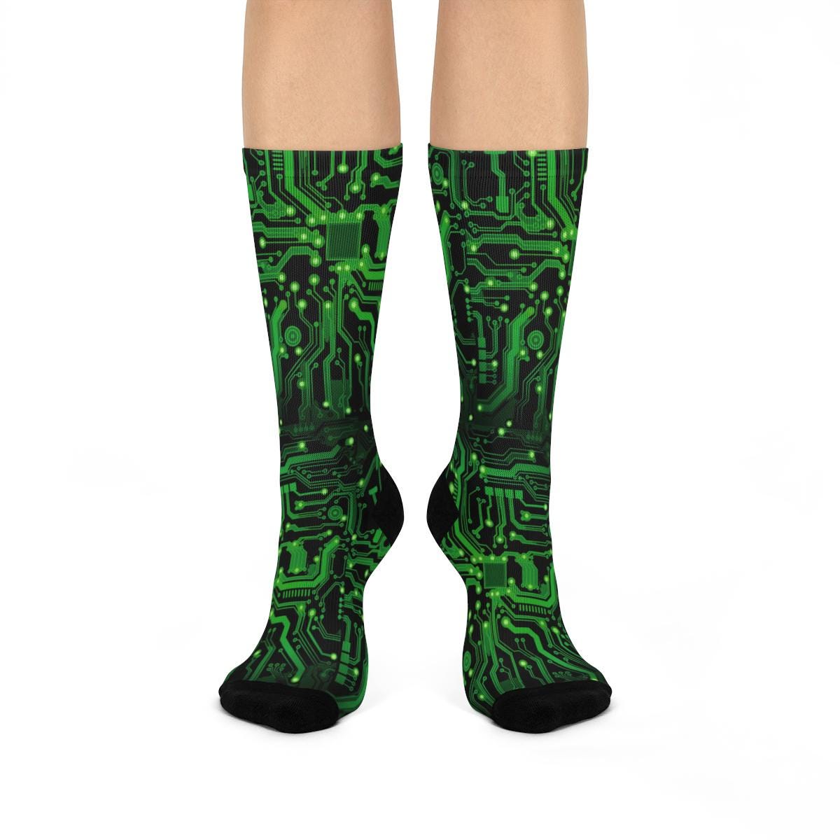 Blue/green Circuit Board Socks, Quality Unisex Crew Socks, Computer ...