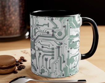 Taza de cerámica con diseño de placa de circuito, regalo para ingenieros informáticos, 325 ml (11 oz).