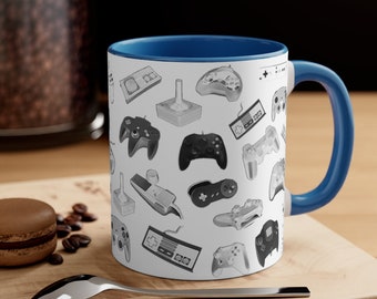 Gamer Mug - Game Controllers, gamer gift, ceramic coffee mug, video games gift, video game mug, video game controllers, gamer birthday