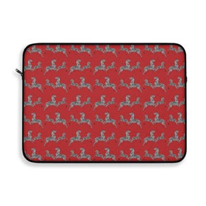 Margot Tenenbaum's laptop sleeve, Wes Anderson gift, zebra laptop case, red laptop bag, tablet sleeve, Scalamandre zebras, animal print case image 3