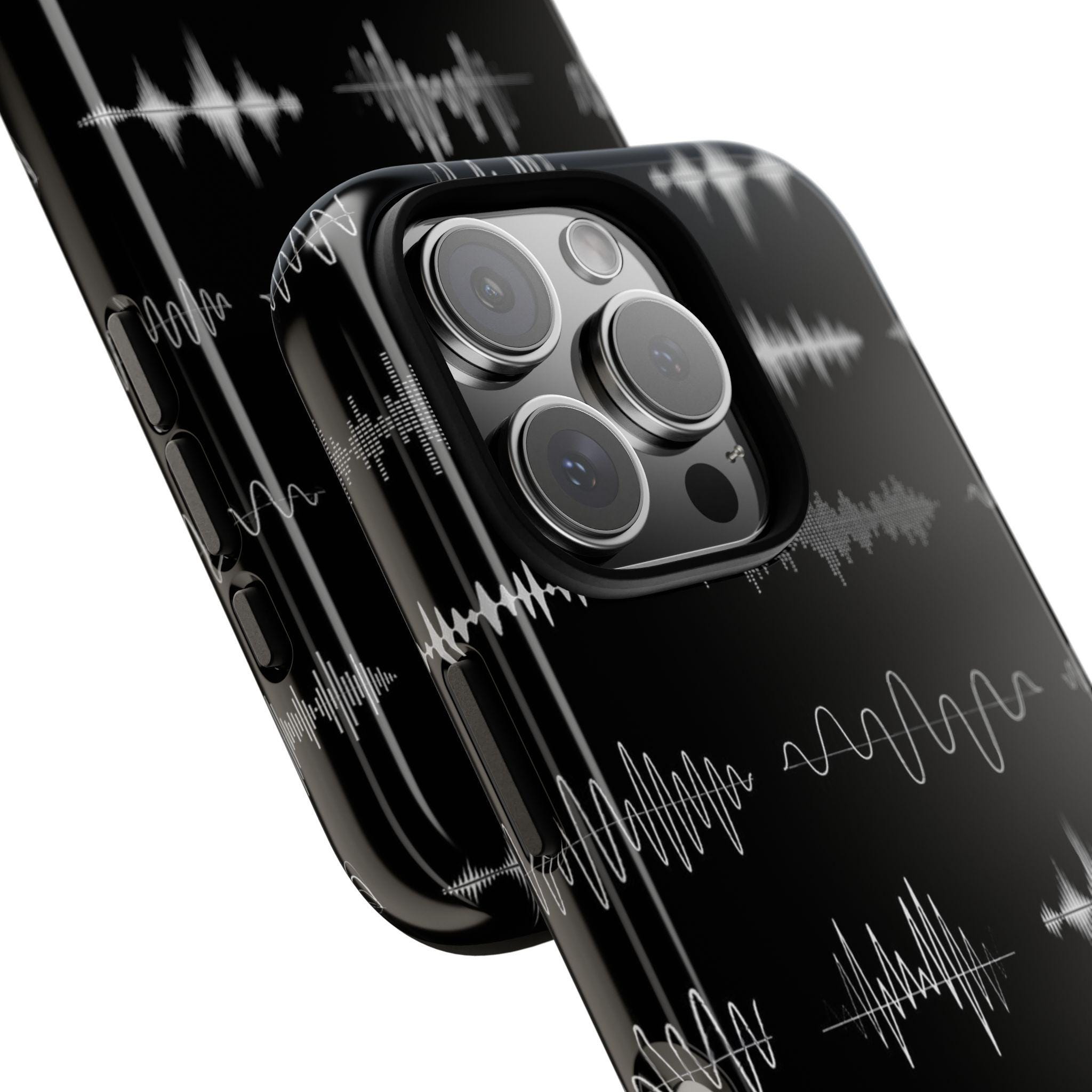 Sound Waves Phone Case,  music producer gift, musician, DJ, sound engineer tough phone case, hard case for iPhone, Samsung, Google Pixel